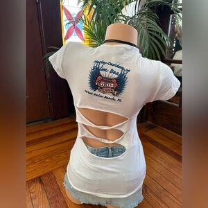 Harley-Davidson White Cut-Out Back Tee